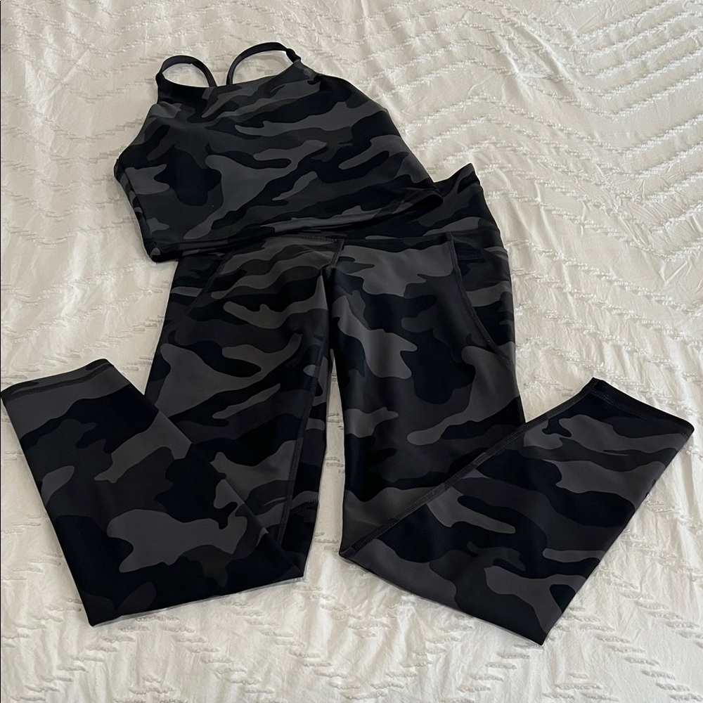 Black and Gray Camouflage Activewear Set